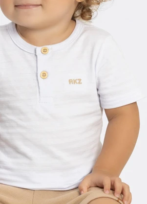 Alakazoo - Conjunto Bebê com Bermuda e Camisa Branco - ALAKAZOO