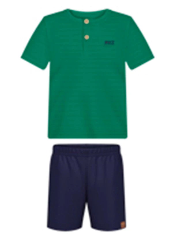 Alakazoo - Conjunto Bebê com Bermuda e Camisa Verde