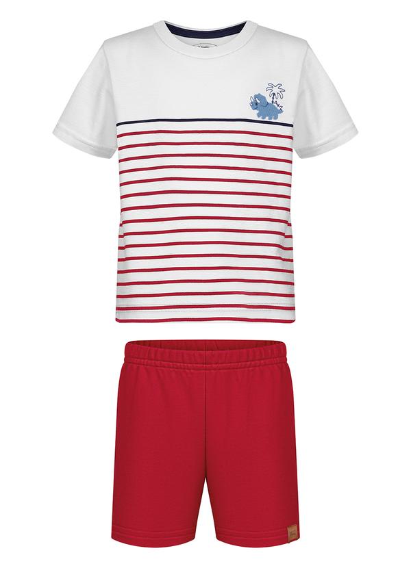 Alakazoo - Conjunto Bebê com Bermuda e Camiseta Vermelho