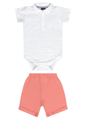 Guloseima - Conjunto Bebê com Body e Bermuda Branco - GULOSEIMA