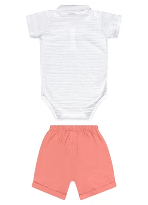 Guloseima - Conjunto Bebê com Body e Bermuda Branco - GULOSEIMA