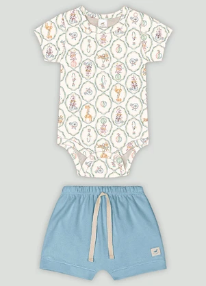 Conjunto Bebê com Body e Bermuda Up Baby Branco - UP BABY