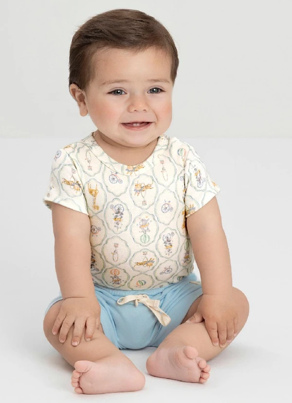 Up Baby - Conjunto Bebê com Body e Bermuda Up Baby Branco
