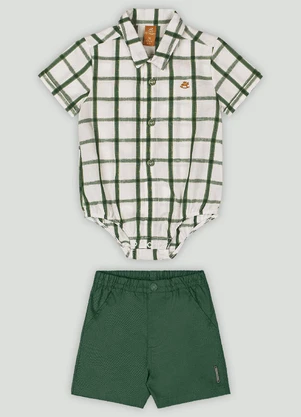 Conjunto Bebê com Body e Bermuda Up Baby Verde - UP BABY