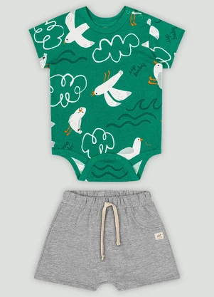 Conjunto Bebê com Body e Bermuda Up Baby Verde - UP BABY