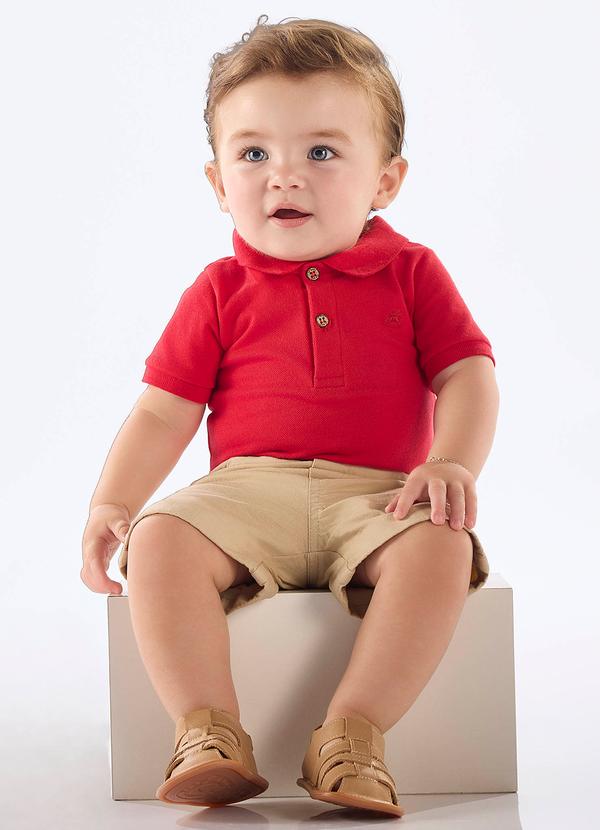 Up Baby - Conjunto Bebê com Body e Bermuda Vermelho