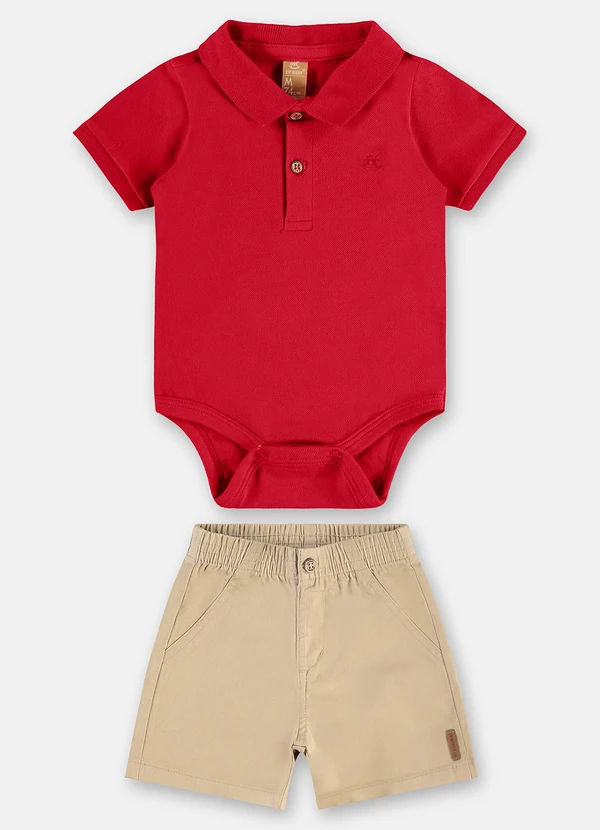 Up Baby - Conjunto Bebê com Body e Bermuda Vermelho 2