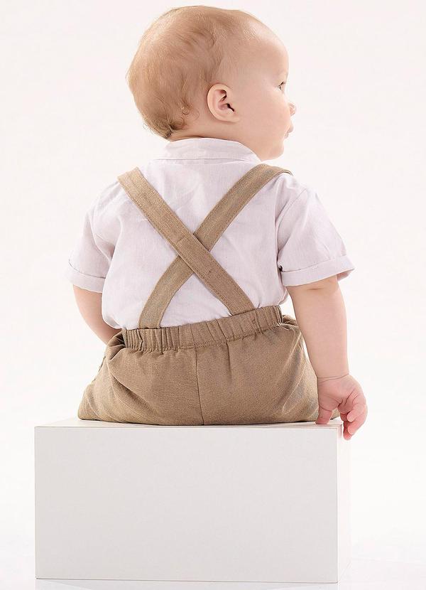 Up Baby - Conjunto Bebê com Body e Jardineira Bege 2