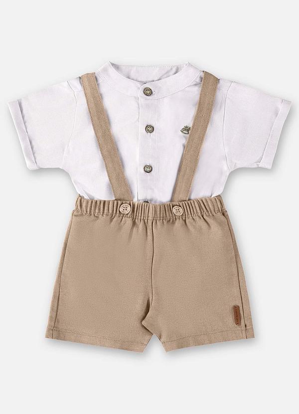 Up Baby - Conjunto Bebê com Body e Jardineira Bege 3