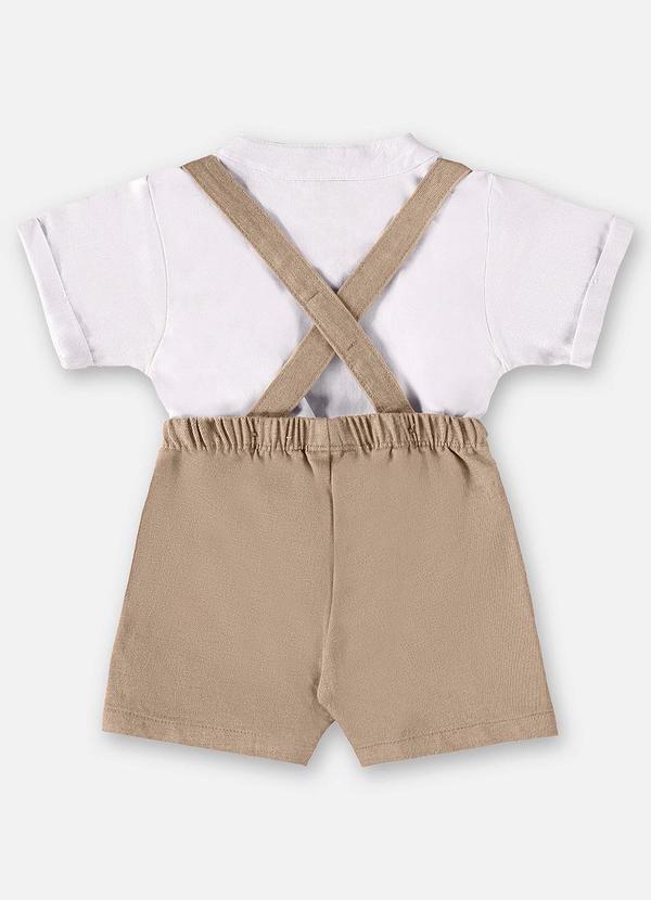 Up Baby - Conjunto Bebê com Body e Jardineira Bege 4