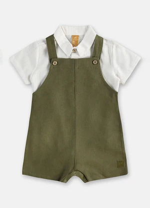 Conjunto Bebê com Body e Jardineira Up Baby Verde - UP BABY