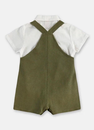 Conjunto Bebê com Body e Jardineira Up Baby Verde - UP BABY