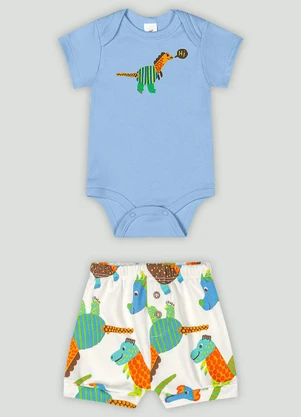 Conjunto Bebê com Body e Shorts Up Baby Azul - UP BABY