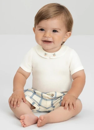 Up Baby - Conjunto Bebê com Body e Shorts Branco - UP BABY