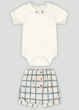 Up Baby - Conjunto Bebê com Body e Shorts Branco - UP BABY