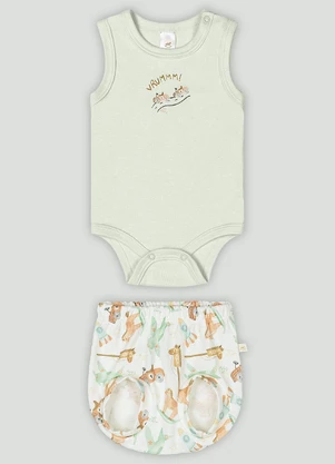 Up Baby - Conjunto Bebê com Body e Shorts Verde - UP BABY