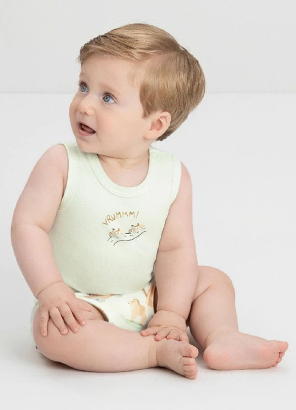 Up Baby - Conjunto Bebê com Body e Shorts Verde