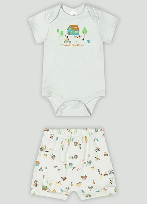 Conjunto Bebê com Body e Shorts Up Baby Verde - UP BABY