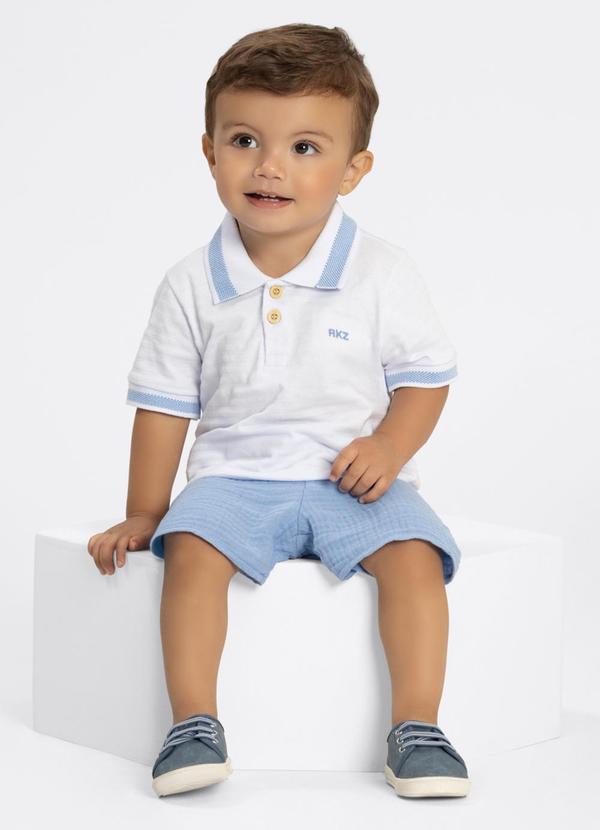 Alakazoo - Conjunto Bebê com Camisa Polo e Bermuda Branco 1