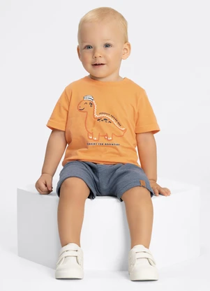 Alakazoo - Conjunto Bebê com Camiseta e Bermuda Laranja - ALAKAZOO