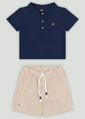 Conjunto Bebê com Camiseta e Bermuda Up Baby Azul - UP BABY