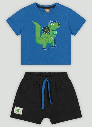 Conjunto Bebê com Camiseta e Bermuda Up Baby Azul - UP BABY