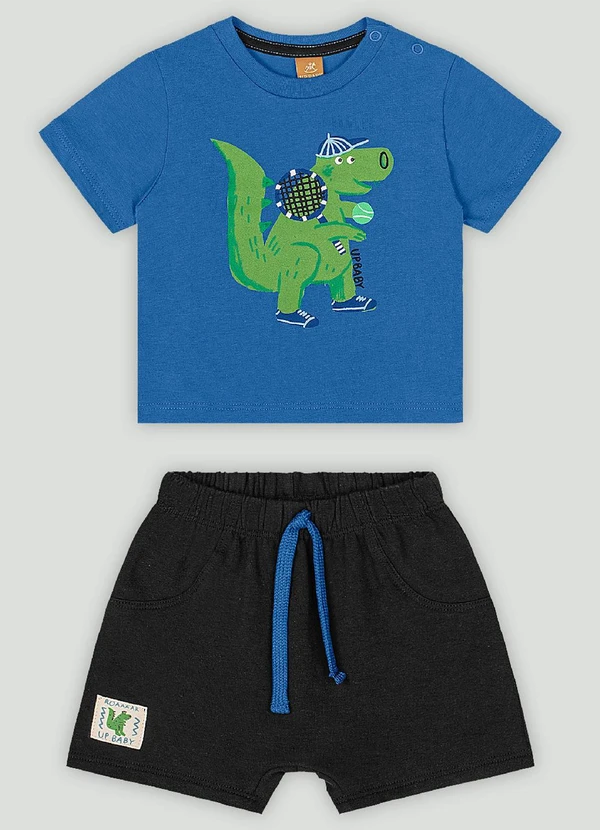 Up Baby - Conjunto Bebê com Camiseta e Bermuda Up Baby Azul
