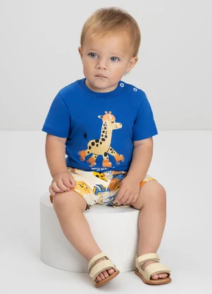 Up Baby - Conjunto Bebê com Camiseta e BermudaAzul - UP BABY