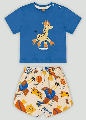 Up Baby - Conjunto Bebê com Camiseta e BermudaAzul - UP BABY