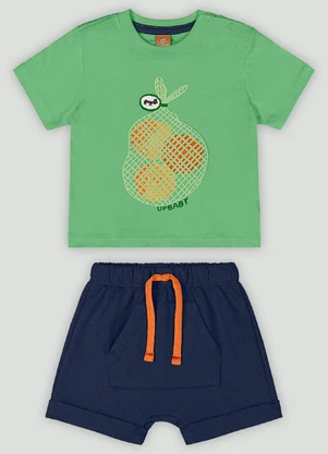Conjunto Bebê com Camiseta e Bermuda Up Baby Verde - UP BABY