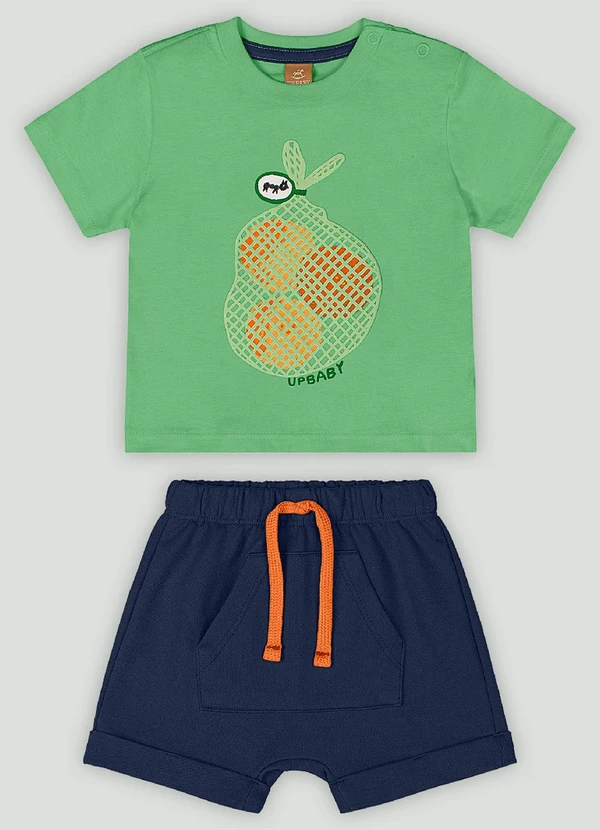 Up Baby - Conjunto Bebê com Camiseta e Bermuda Up Baby Verde