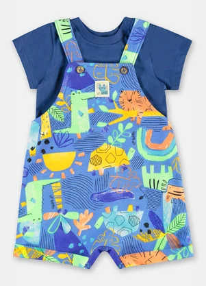 Up Baby - Conjunto Bebê com Jardineira e Body Azul - UP BABY