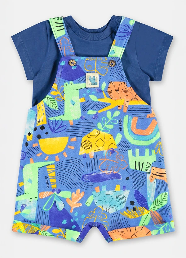 Up Baby - Conjunto Bebê com Jardineira e Body Azul 2
