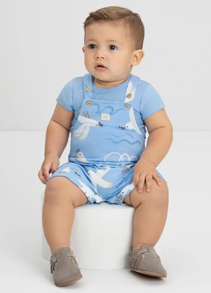 Conjunto Bebê com Jardineira e Body Up Baby Azul - UP BABY