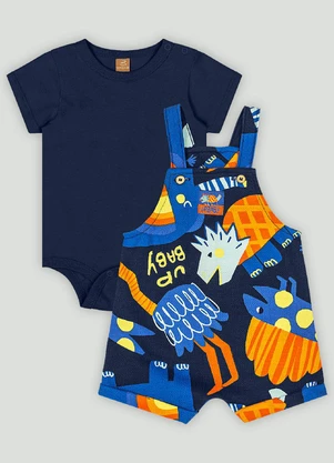 Conjunto Bebê com Jardineira e Body Up Baby Azul - UP BABY