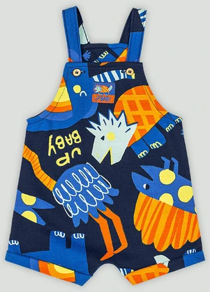 Conjunto Bebê com Jardineira e Body Up Baby Azul - UP BABY