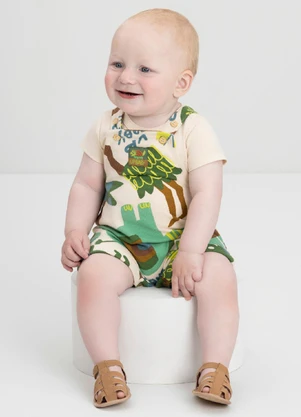 Conjunto Bebê com Jardineira e Body Up Baby Bege - UP BABY