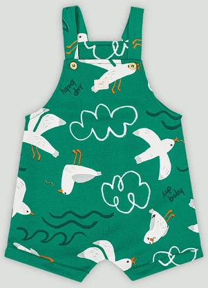 Up Baby - Conjunto Bebê com Jardineira e Body Verde - UP BABY