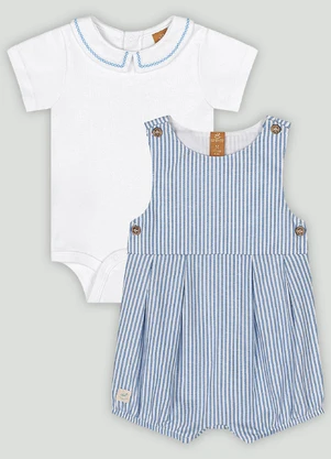 Up Baby - Conjunto Bebê com Macaquinho e Body Azul - UP BABY