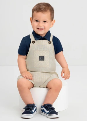 Conjunto Bebê com Polo e Jardineira Quimby Azul - QUIMBY