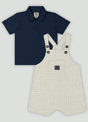 Conjunto Bebê com Polo e Jardineira Quimby Azul - QUIMBY