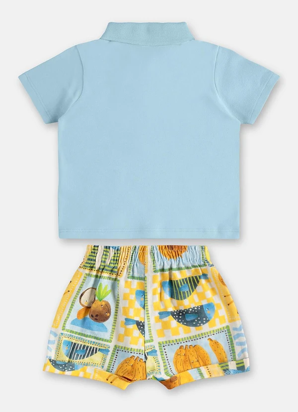 Três e Já - Conjunto Bebê com Polo e Short Azul 4