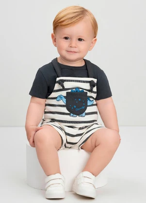 Conjunto Bebê Jardineira e Camiseta Quimby Cinza - QUIMBY