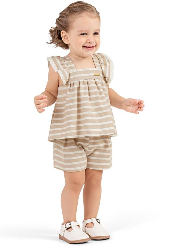 Colorittá - Conjunto Bebê Menina Eco Listrado Colorittá Bege