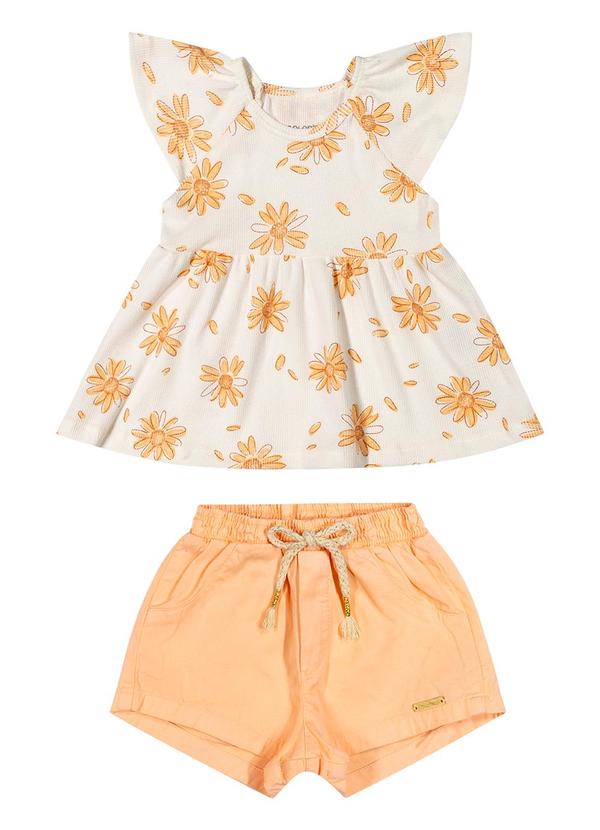 Colorittá - Conjunto Bebê Menina Floral Colorittá Bege