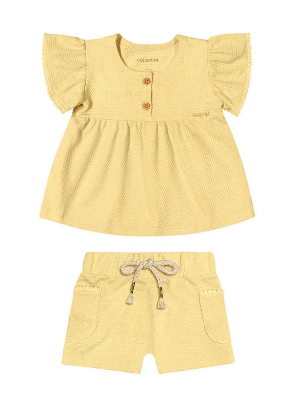 Colorittá - Conjunto Bebê Menina Linho Colorittá Amarelo