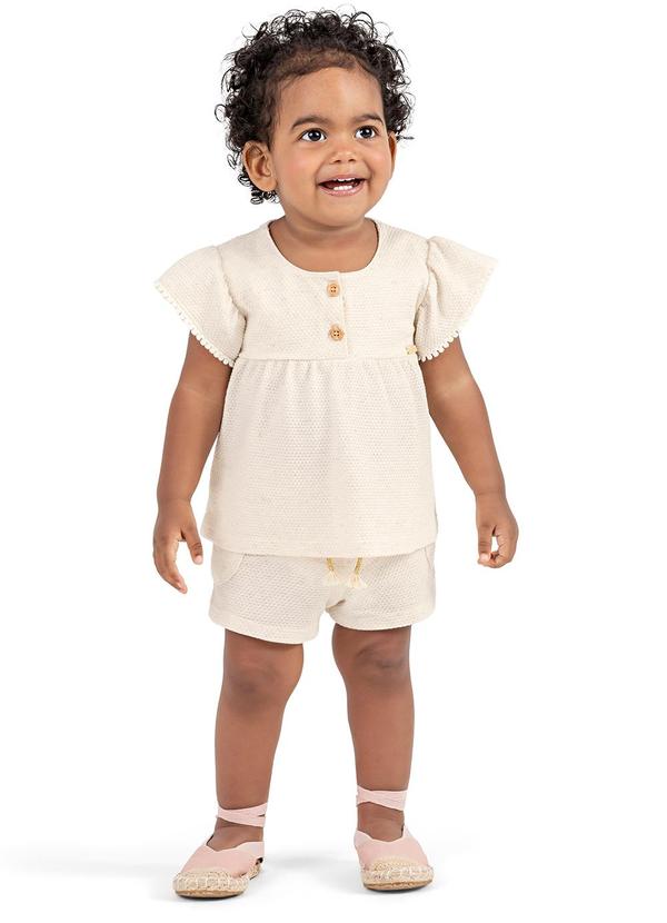 Colorittá - Conjunto Bebê Menina Linho Colorittá Bege