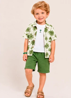Vida Costeira - Conjunto Bebê Menino 3 Peças Camiseta, Camisa e Sh - VIDA COSTEIRA