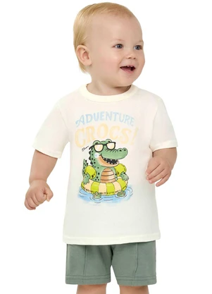 Elian - Conjunto Bebê Menino Adventure Crocodilo Bege - ELIAN