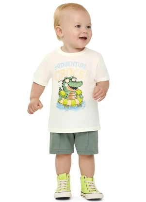 Elian - Conjunto Bebê Menino Adventure Crocodilo Bege - ELIAN